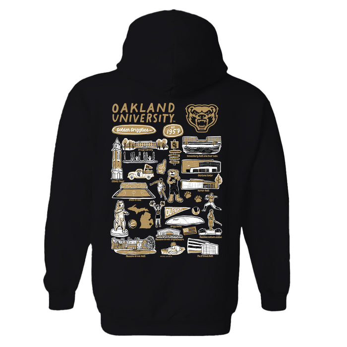 Oakland Golden Grizzlies Hand Sketched Artwork Cotton Fleece Women Hoodie - Vive La Fête - Online Apparel Store