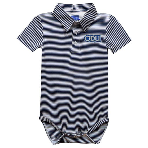 Old Dominion Monarchs Embroidered Navy Stripe Knit Boys Polo Bodysuit