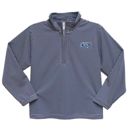 Old Dominion Monarchs Embroidered Navy Stripes Quarter Zip Pullover