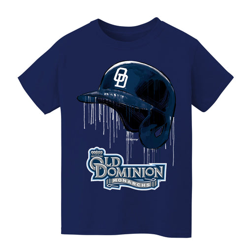 Old Dominion Monarchs Original Dripping Baseball Helmet Navy T-Shirt Cotton by Vive La Fete
