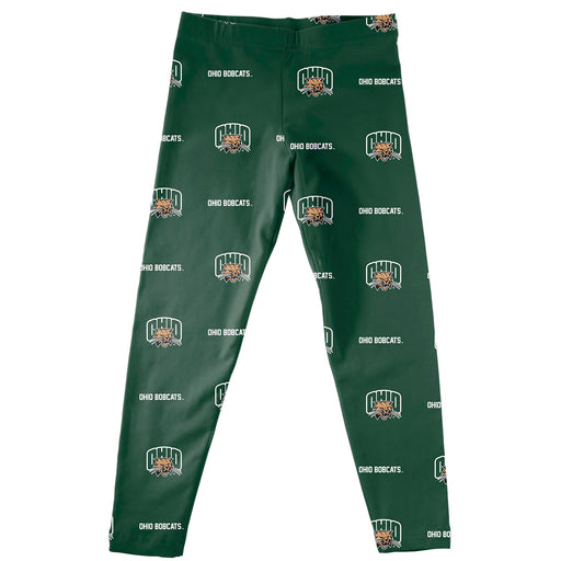 Ohio Bobcats Vive La Fete Girls Game Day All Over Logo Elastic Waist Classic Play Green Leggings Tights