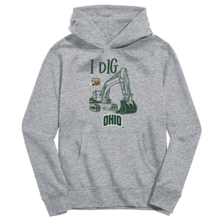 Ohio University Bobcats Excavator Heather Grey Cotton Youth Hoodie
