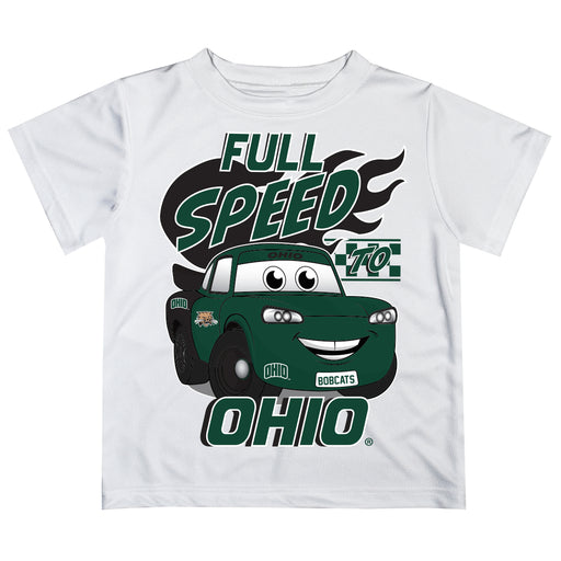Ohio University Bobcats Vive La Fete Toy Racing Car Boys Game Day White Short Sleeve Tee