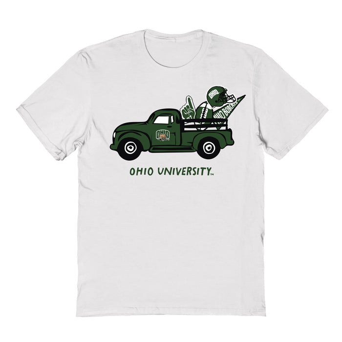Ohio University Bobcats Hand Sketched Vive La Fete Impressions Truck Kids White Cotton T-shirt