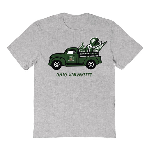 Ohio University Bobcats Hand Sketched Vive La Fete Impressions Truck Kids Grey Cotton T-shirt