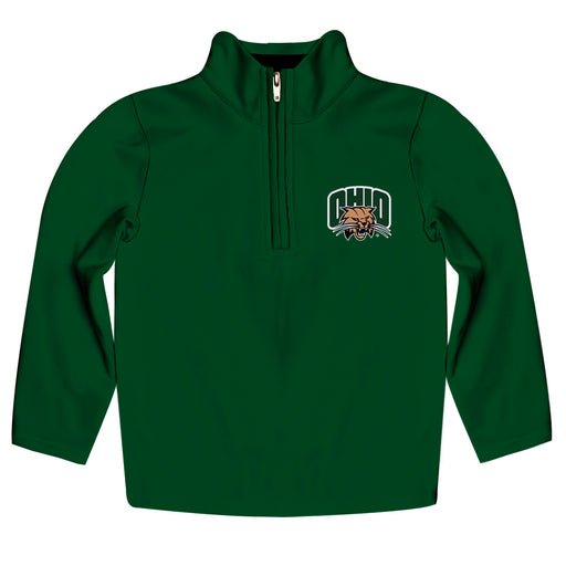 Ohio Bobcats Vive La Fete Logo and Mascot Name Womens Green Quarter Zip Pullover