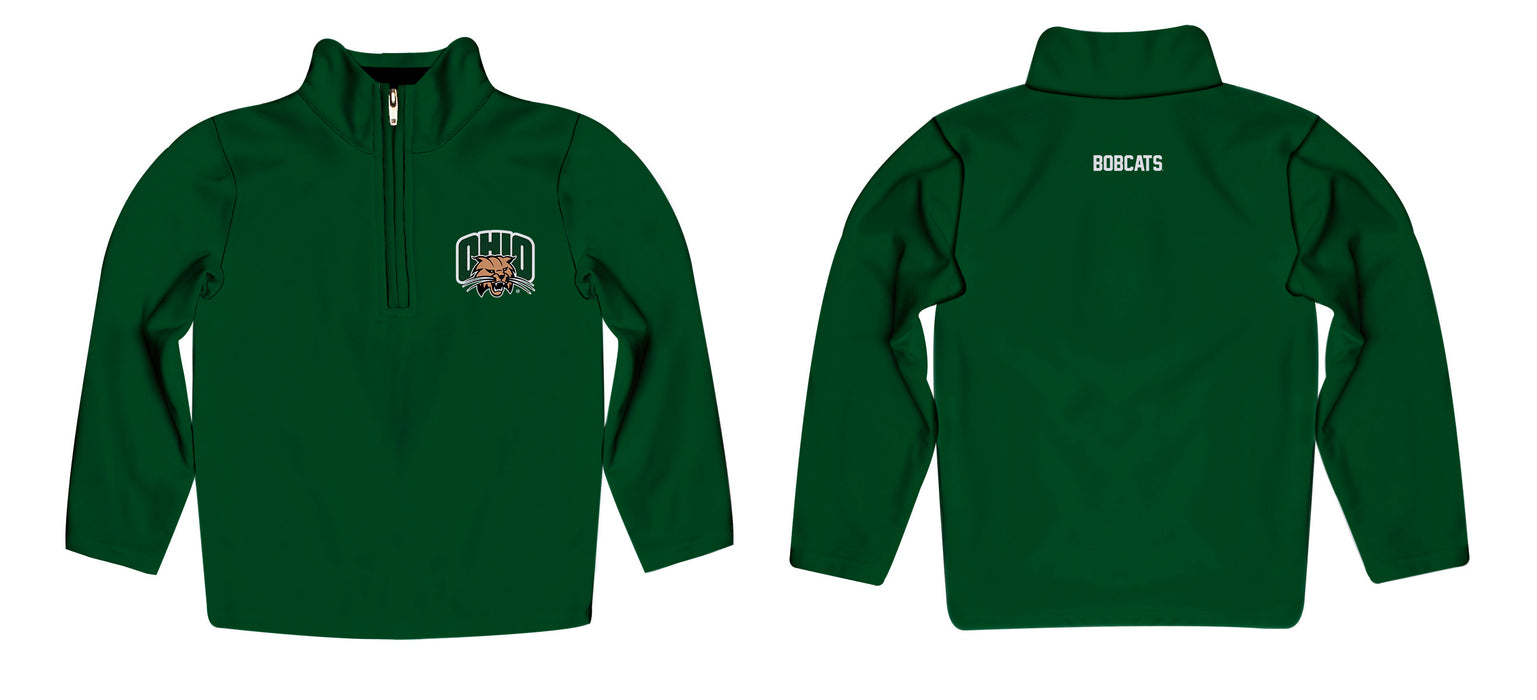 Ohio Bobcats Vive La Fete Logo and Mascot Name Womens Green Quarter Zip Pullover - Vive La Fête - Online Apparel Store