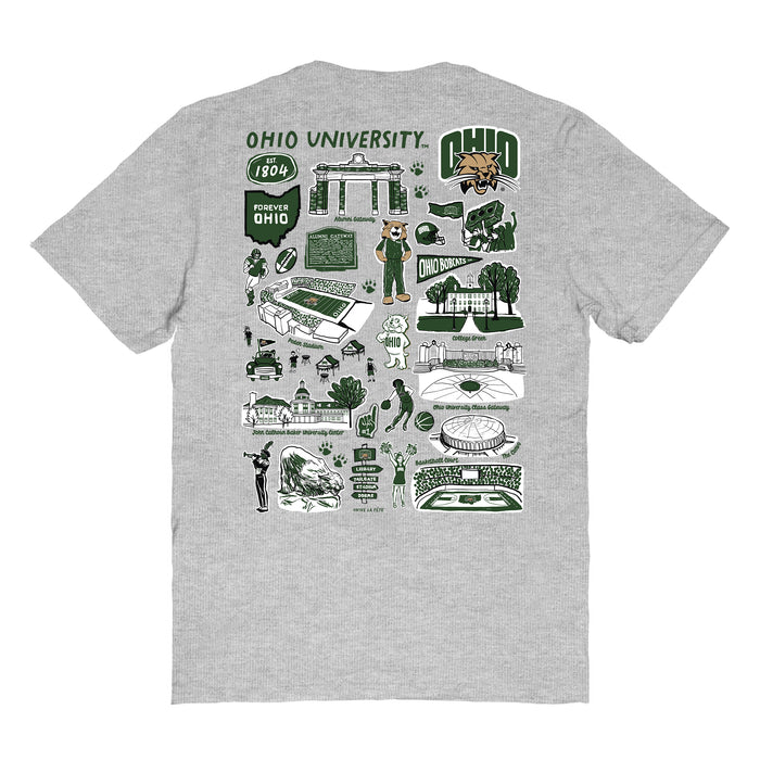 Ohio University Bobcats Vive La Fete Impressions Artwork Womens Cotton Tshirt - Vive La Fête - Online Apparel Store