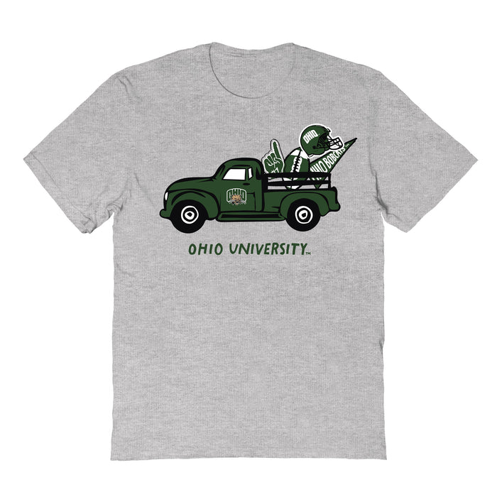 Ohio University Bobcats Hand Sketched Vive La Fete Impressions Truck Grey T-shirt for Women