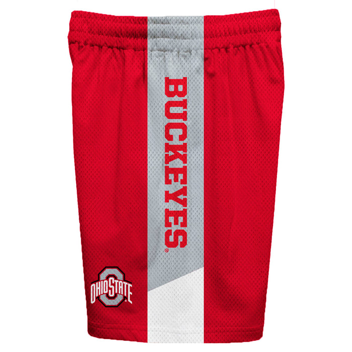 Ohio State Buckeyes Vive La Fete Game Day Red Stripes Boys Solid Black Athletic Mesh Short - Vive La Fête - Online Apparel Store
