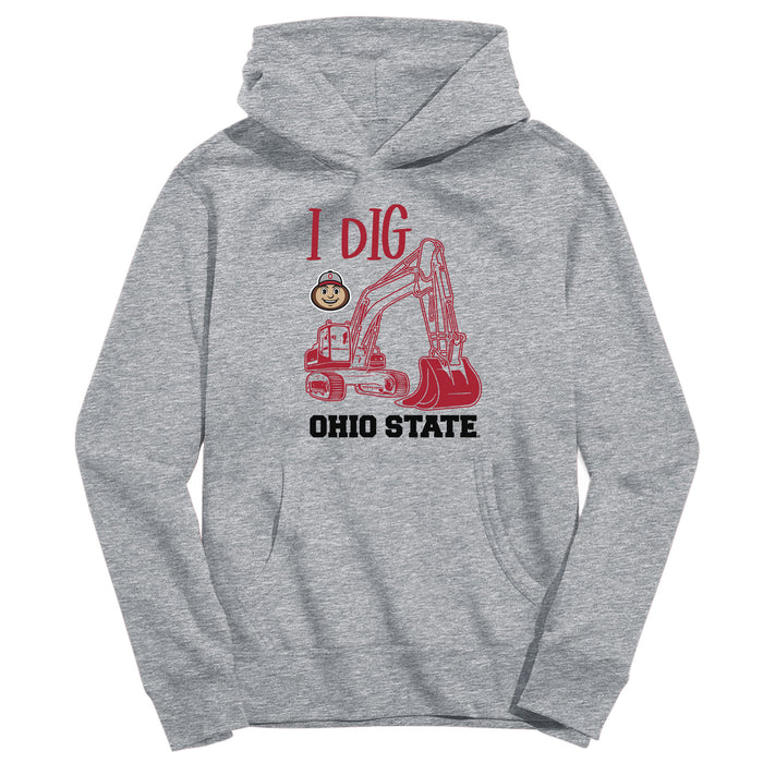 Ohio State Buckeyes Excavator Heather Grey Cotton Youth Hoodie