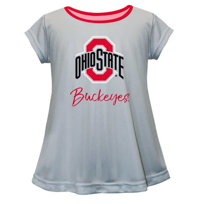 Ohio State Buckeyes La Fete Girls Game Day Short Sleeve White Top with School Logo and Name