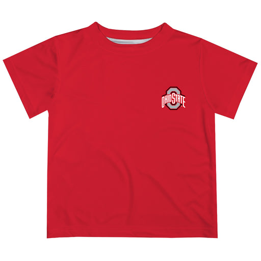 Ohio State Buckeyes Hand Sketched Vive La Fete Impressions Artwork Boys Red Short Sleeve Tee Shirt