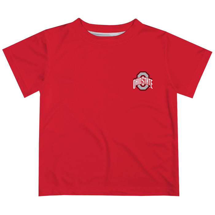 Ohio State Buckeyes Hand Sketched Vive La Fete Impressions Artwork Boys Red Short Sleeve Tee Shirt