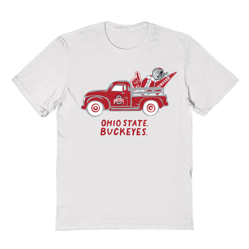 Ohio State Buckeyes Hand Sketched Vive La Fete Impressions Truck Kids White Cotton T-shirt