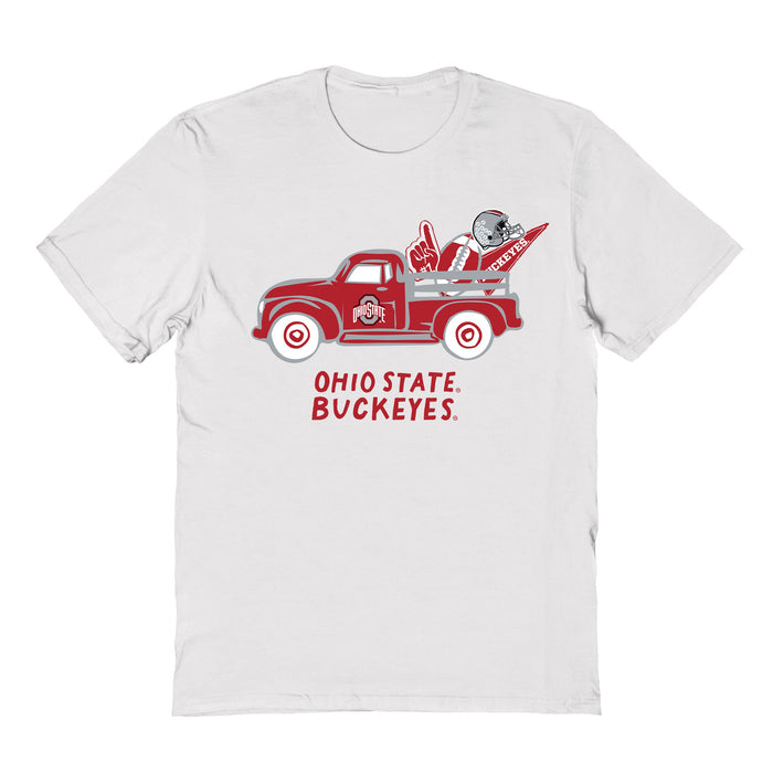 Ohio State Buckeyes Hand Sketched Vive La Fete Impressions Truck Kids White Cotton T-shirt