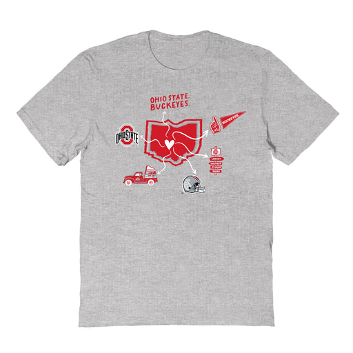 Ohio State Buckeyes Hand Sketched Vive La Fete Impressions Icones Kids Grey T-shirt
