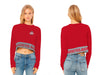 Ohio State Buckeyes Women Red Cropped Crew Neck With Color Block V2 - Vive La Fête - Online Apparel Store
