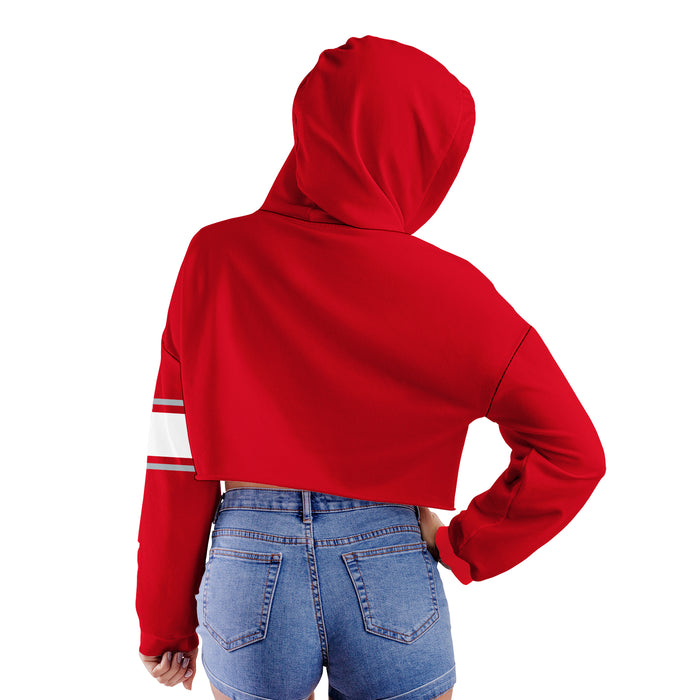 Ohio State Buckeyes Women Red Cropped Hoodie With Color Block Desing - Vive La Fête - Online Apparel Store