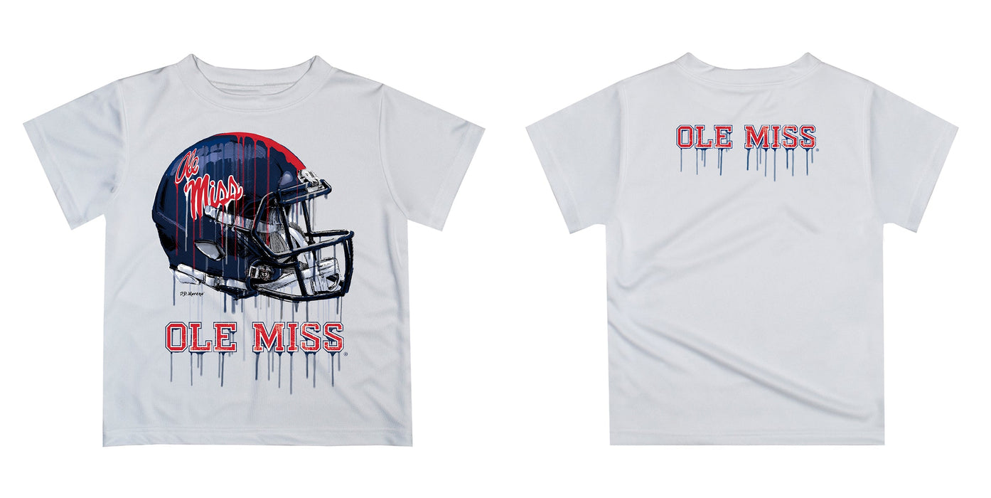 Ole Miss Rebels Original Dripping Football Helmet White T-Shirt by Vive La Fete - Vive La Fête - Online Apparel Store