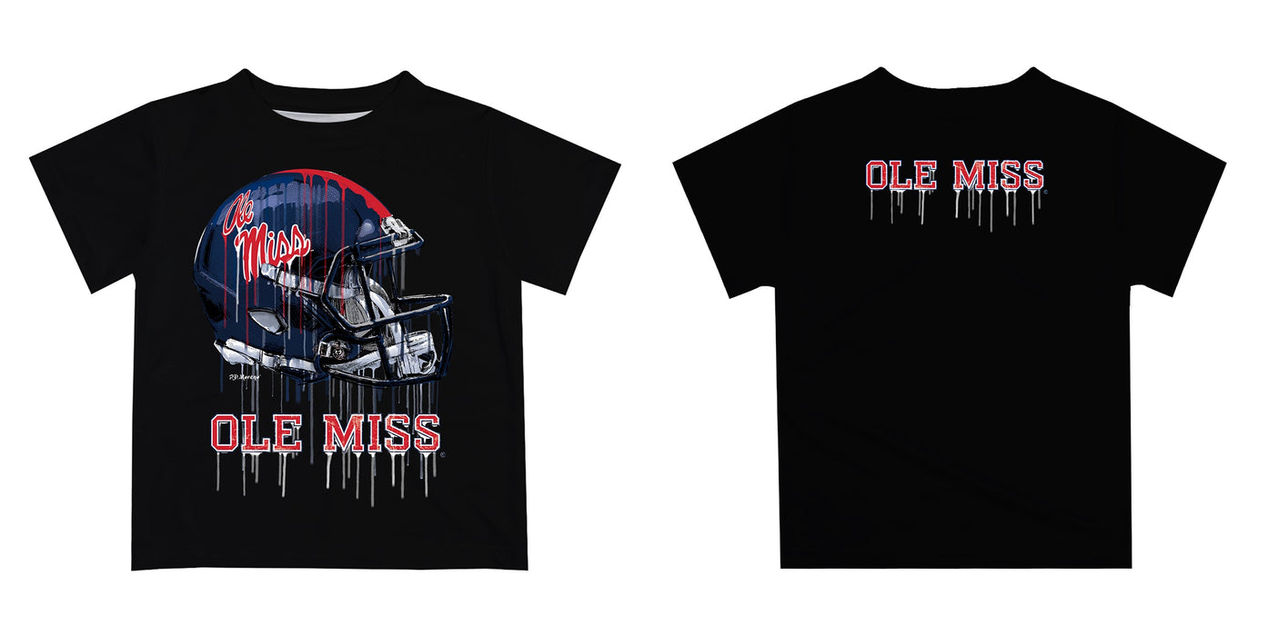 Ole Miss Rebels Original Dripping Football Helmet Black T-Shirt by Vive La Fete - Vive La Fête - Online Apparel Store