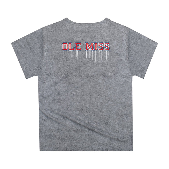 Ole Miss Rebels Original Dripping Football Helmet Heather Gray T-Shirt by Vive La Fete - Vive La Fête - Online Apparel Store