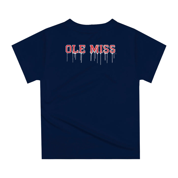 Ole Miss Rebels Original Dripping Football Helmet Navy T-Shirt by Vive La Fete - Vive La Fête - Online Apparel Store