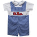 Ole Miss Rebels Smocked Navy Gingham Jon Jon And Short Sleeve White Shirt