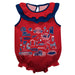 Ole Miss Rebels  Red Hand Sketched Vive La Fete Impressions Artwork Sleeveless Ruffle Onesie Bodysuit