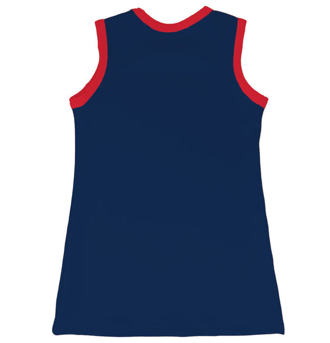 Ole Miss Rebels Sleeveless Cheerleader A Line Dress White and Navy