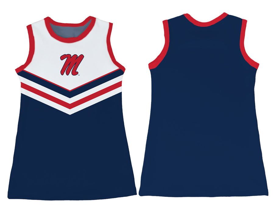 Ole Miss Rebels Sleeveless Cheerleader A Line Dress White and Navy