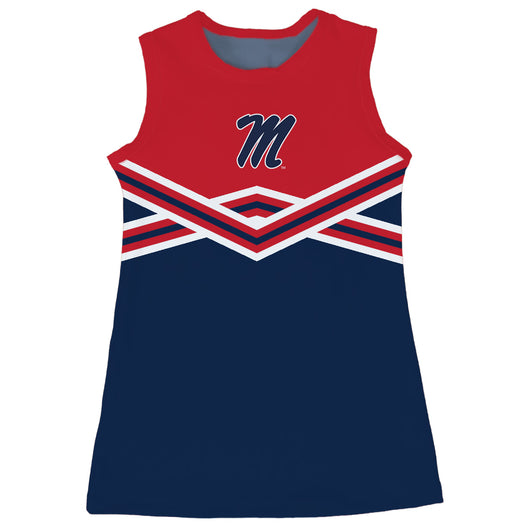 Ole Miss Rebels Sleeveless Cheerleader A Line Dress Red and Navy