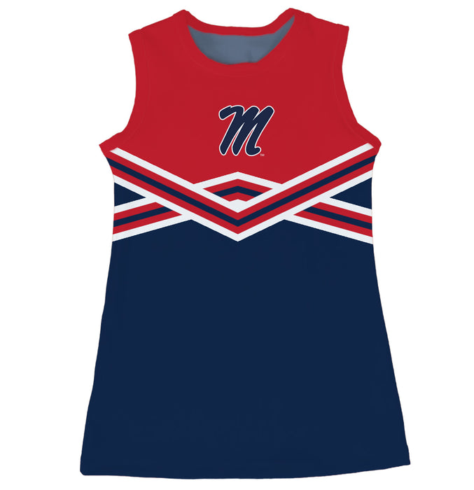 Ole Miss Rebels Sleeveless Cheerleader A Line Dress Red and Navy