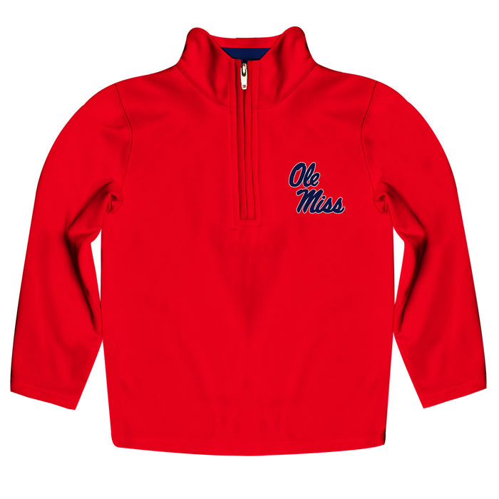 Ole Miss Rebels Vive La Fete Game Day Solid Red Quarter Zip Pullover Sleeves