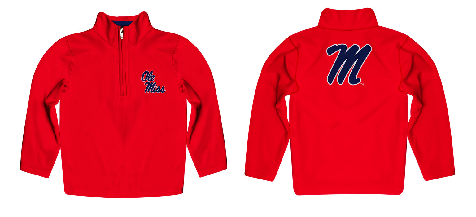 Ole Miss Rebels Vive La Fete Game Day Solid Red Quarter Zip Pullover Sleeves - Vive La Fête - Online Apparel Store