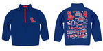 Ole Miss Rebels Hand Sketched Vive La Fete Impressions Artwork Blue Boys Quarter Zip Pullover V1 - Vive La Fête - Online Apparel Store