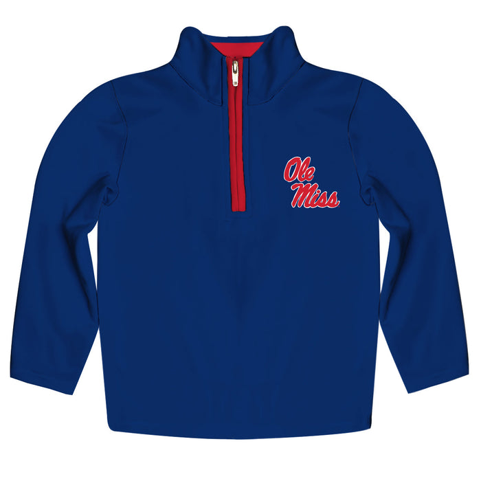 Ole Miss Rebels Hand Sketched Vive La Fete Impressions Artwork  Blue Quarter Zip Pullover V1