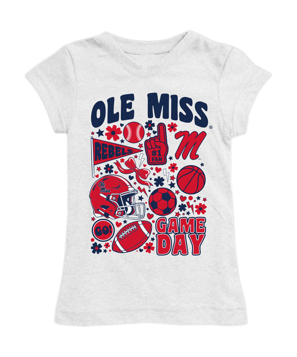 Ole Miss Rebels Girl´s Fitted Cotton T-shirt White