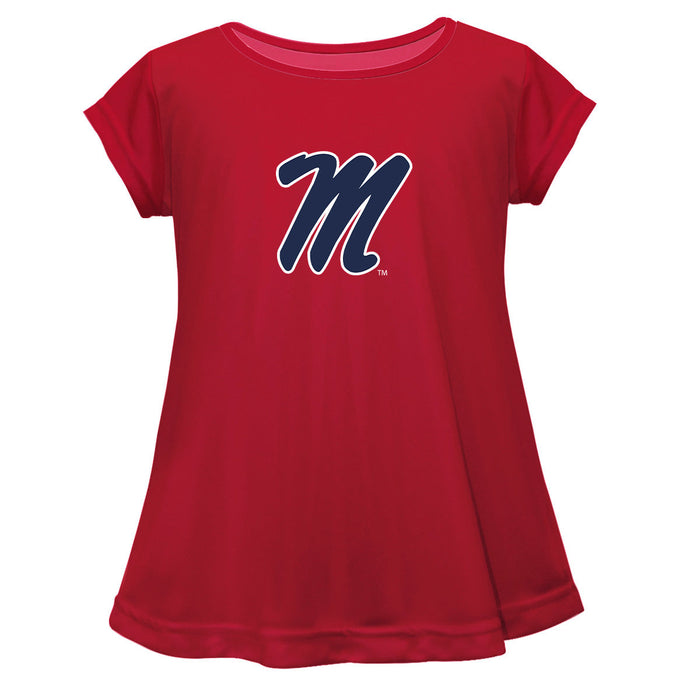 Ole Miss Rebels Short Sleeve Youth Cotton Top Red