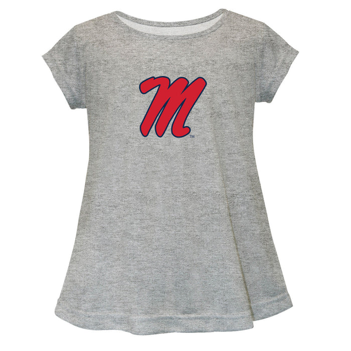 Ole Miss Rebels Short Sleeve Youth Cotton Top Grey