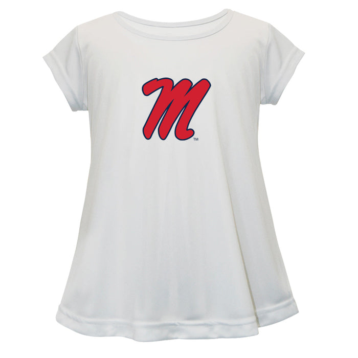 Ole Miss Rebels Short Sleeve Youth Cotton Top White