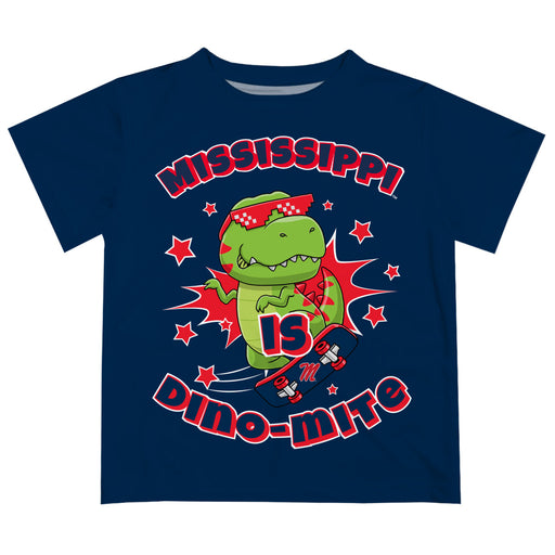 Ole Miss Rebels Vive La Fete Dino-Mite Boys Game Day Blue Short Sleeve Tee