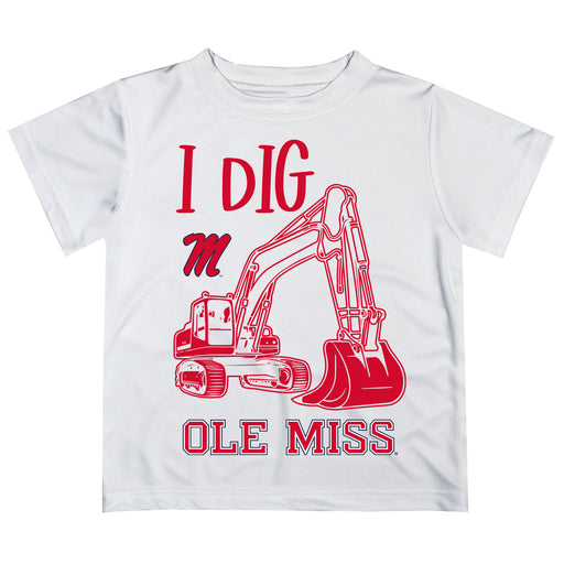 Ole Miss Rebels Vive La Fete Excavator Boys Game Day White Short Sleeve Tee