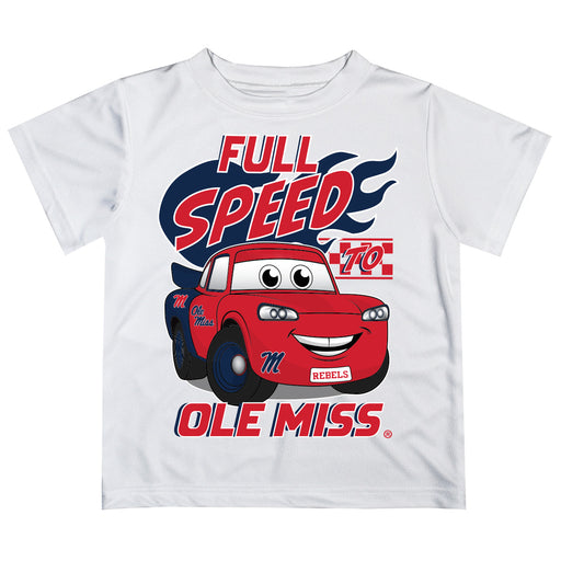Ole Miss Rebels Vive La Fete Toy Racing Car Boys Game Day White Short Sleeve Tee