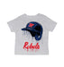 Ole Miss Rebels Original Dripping Baseball Helmet Grey Cotton T-Shirt  by Vive La Fete