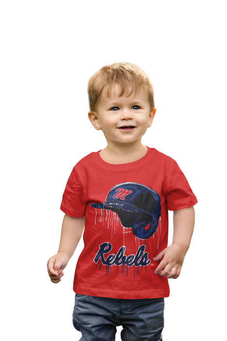 Ole Miss Rebels Original Dripping Baseball Helmet Red T-Shirt Cotton by Vive La Fete - Vive La Fête - Online Apparel Store