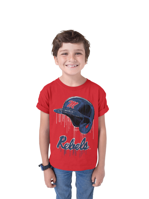 Ole Miss Rebels Original Dripping Baseball Helmet T-Shirt Cotton by Vive La Fete - Vive La Fête - Online Apparel Store