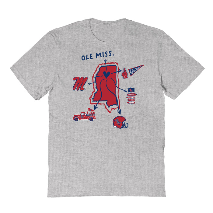 Ole Miss Rebels Hand Sketched Vive La Fete Impressions Icones Kids Grey T-shirt