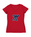 Ole Miss Rebels Women's V-neck Fitted Cotton T-Shirt Red