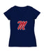 Ole Miss Rebels Women's V-neck Fitted Cotton T-Shirt Navy